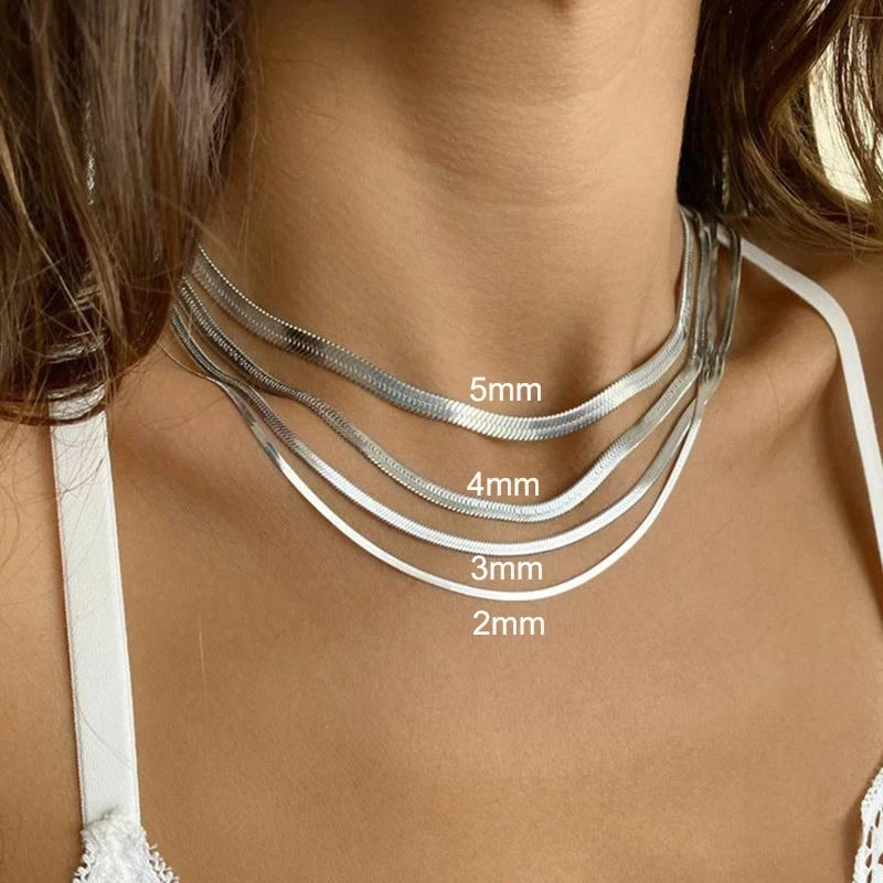 316L Gold Color Stainless Steel Snake Chain Necklace for Women Men Herringbone Choker Neck Chains 2024 Trend Jewelry Gift Hot