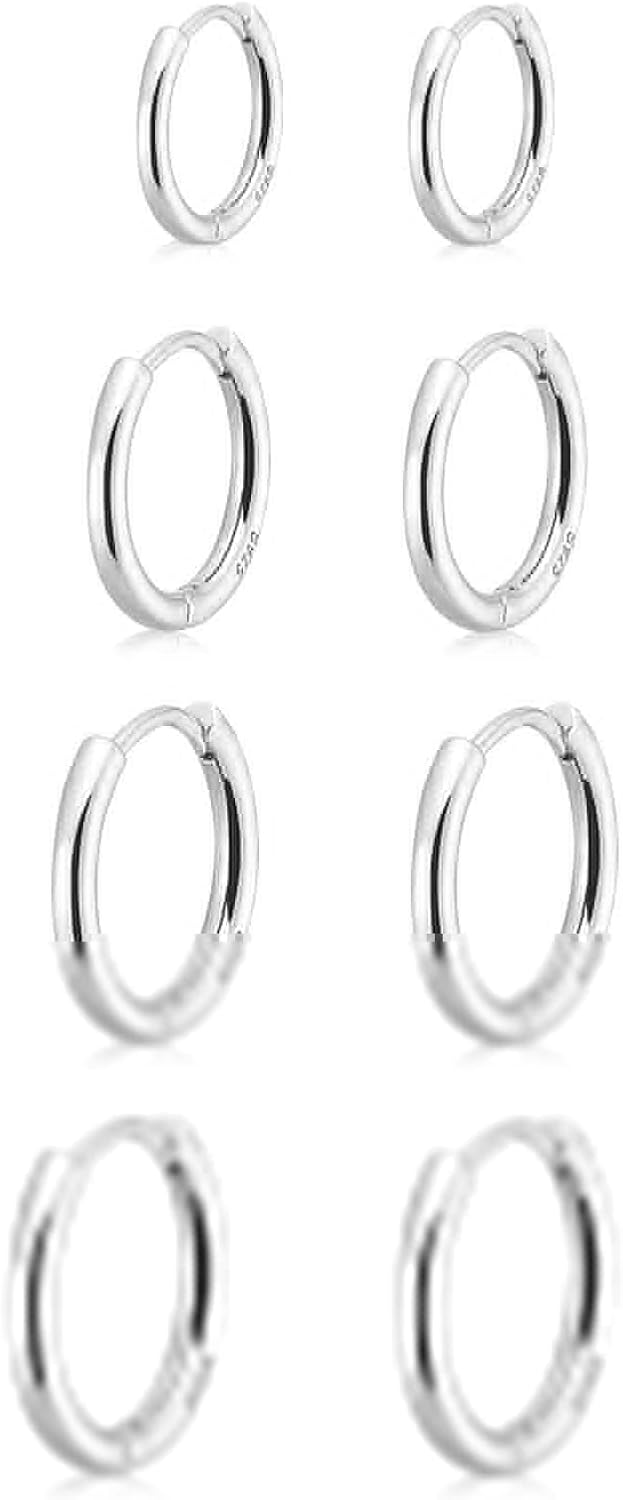 Small Gold Huggie Hoop Earrings Set for Women 14K Real Gold Plated Hypoallergenic Lightweight Earrings for Sensitive Ears Everyday Earrings Sets for Multiple Piercing Cartilage Hoop Earrings Stack Jewelry