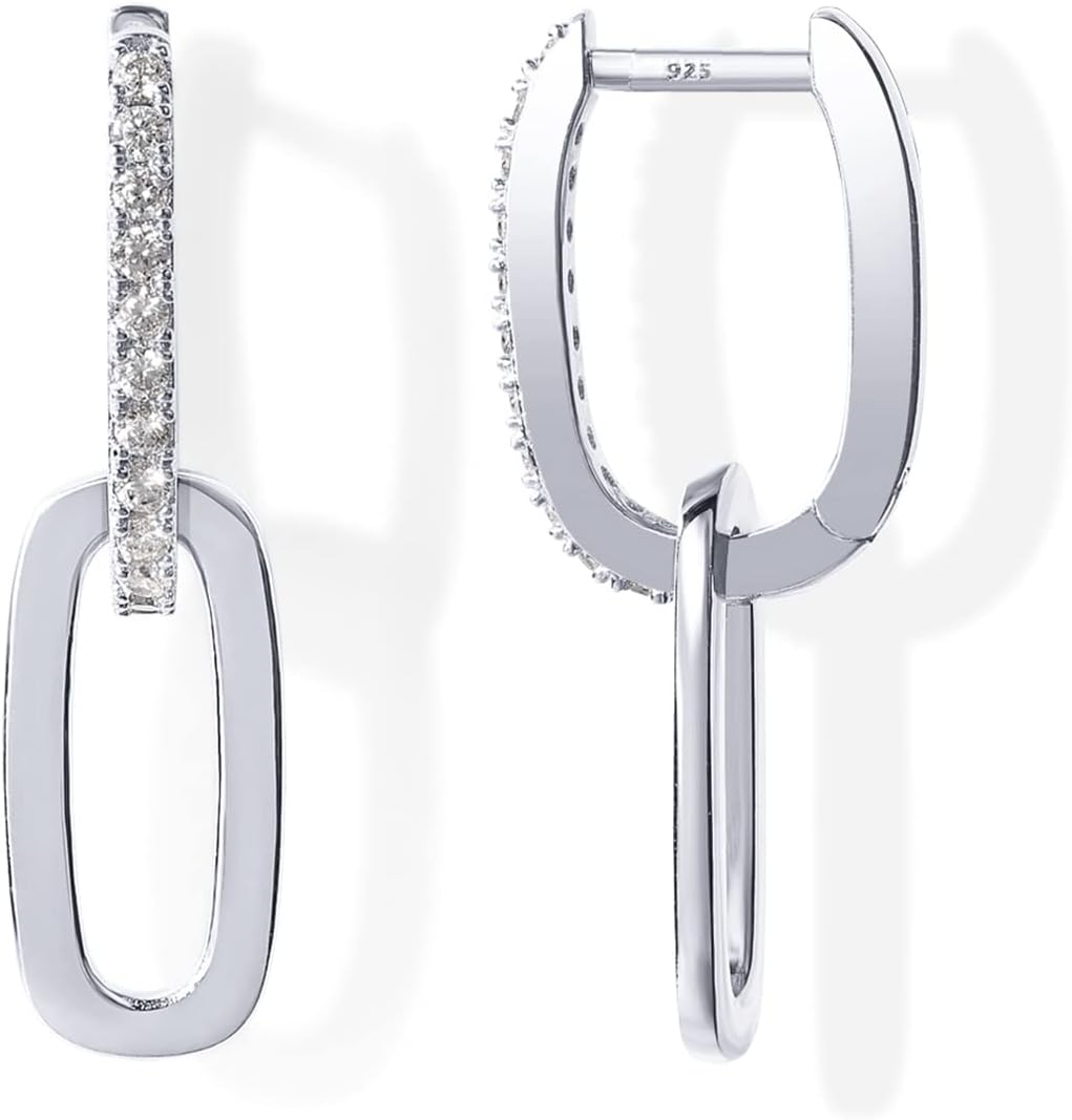 Cubic Zirconia Two-Toned Rope Drop Dangle Earrings