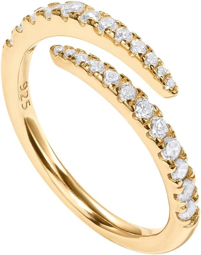 PAVOI 14K Gold Plated Cubic Zirconia Open Twist Eternity Band for Women