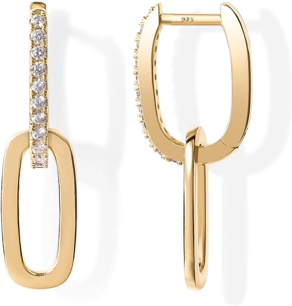 Cubic Zirconia Two-Toned Rope Drop Dangle Earrings