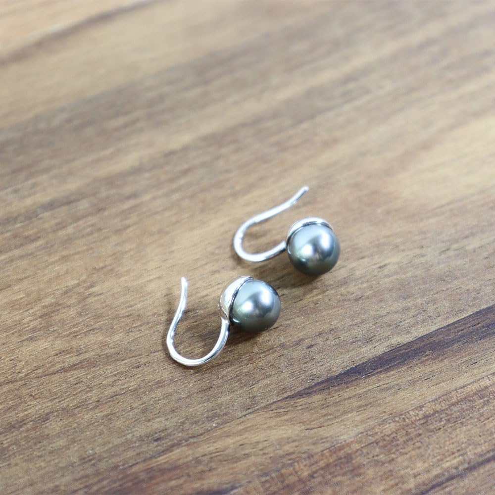 Gift for Wife Tahitian Black&Freshwater Cultured-Pearl-Earrings-Gifts for Women- Wedding Birthday Anniversary-Mom Her Mothers Day Valentines Day Christmas-18K Gold Plated Sterling Silver Pearl Dangle Earring Fine Jewelry