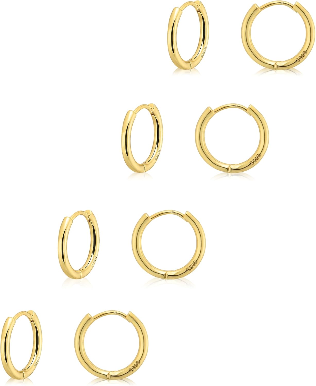 Small Gold Huggie Hoop Earrings Set for Women 14K Real Gold Plated Hypoallergenic Lightweight Earrings for Sensitive Ears Everyday Earrings Sets for Multiple Piercing Cartilage Hoop Earrings Stack Jewelry