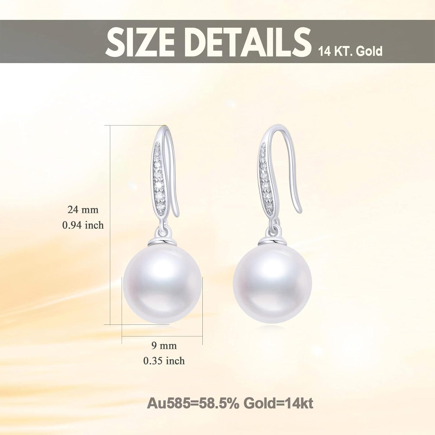 10k 14k Gold Natural Diamond and Freshwater Cultured Pearl Dangle Earrings for Women, Fine Jewelry for Her