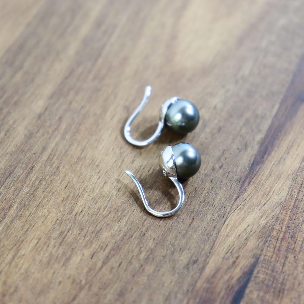 Gift for Wife Tahitian Black&Freshwater Cultured-Pearl-Earrings-Gifts for Women- Wedding Birthday Anniversary-Mom Her Mothers Day Valentines Day Christmas-18K Gold Plated Sterling Silver Pearl Dangle Earring Fine Jewelry