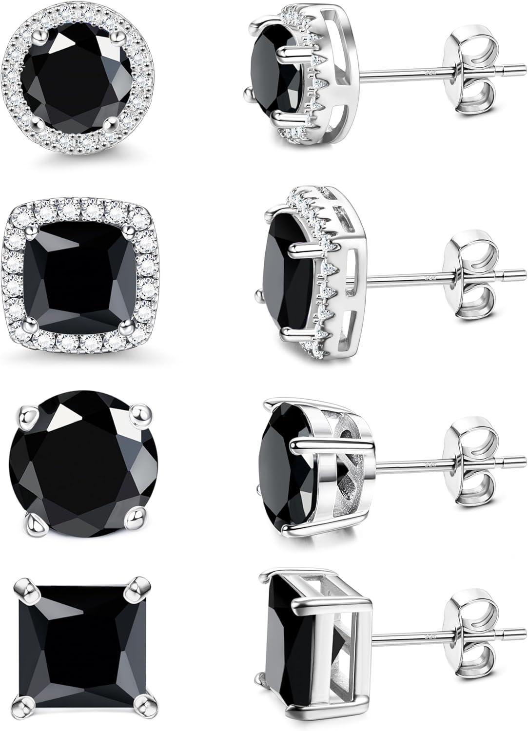 Big Brilliant Simulated Diamond CZ Halo Stud Earrings for Sensitive Ears