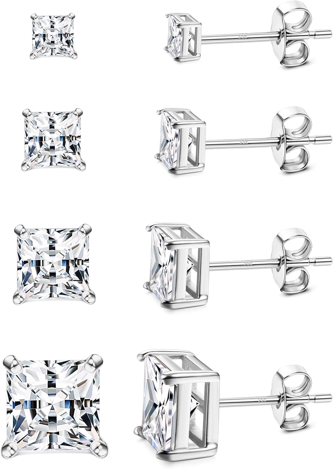 Big Brilliant Simulated Diamond CZ Halo Stud Earrings for Sensitive Ears