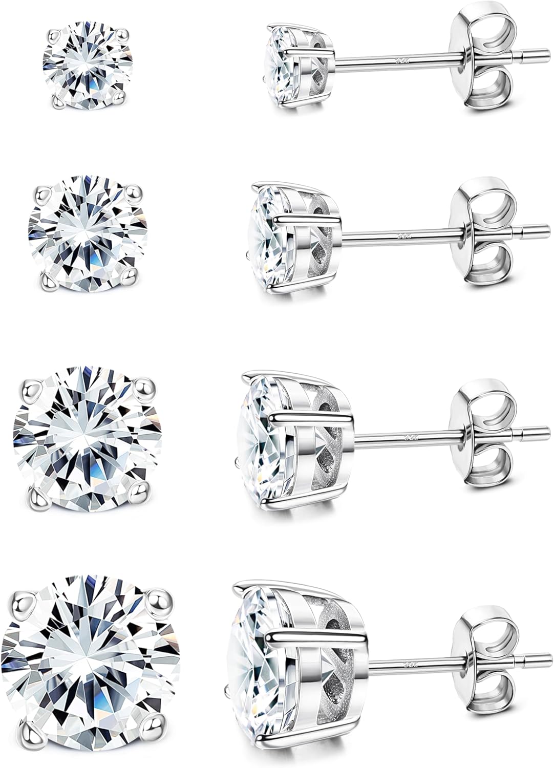 Big Brilliant Simulated Diamond CZ Halo Stud Earrings for Sensitive Ears