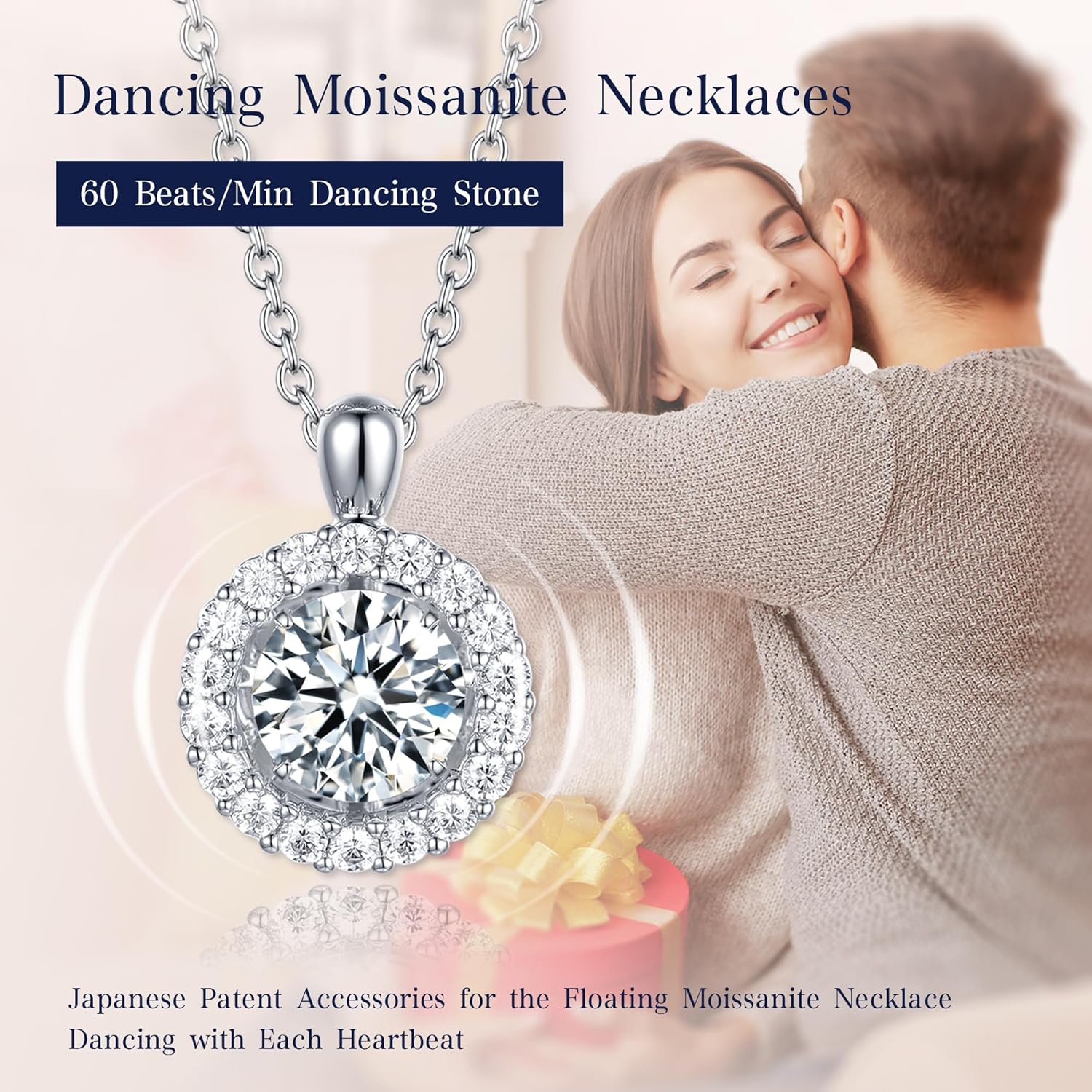 boya Necklace Gift for Women, Gift for Her, 1 Carat Moissanite Pendent for Girls, 925 Sterling Silver Dance Necklace for Anniversary Mother's Day Valentines Gift