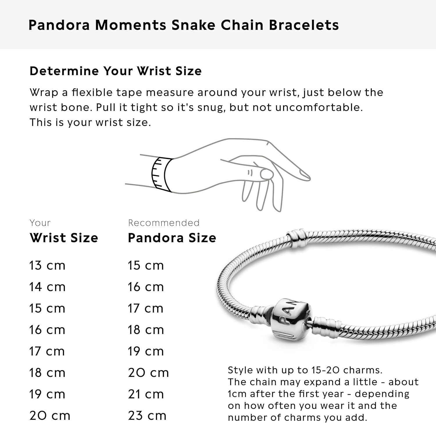 Pandora Jewelry Iconic Moments Snake Chain Charm Bracelet