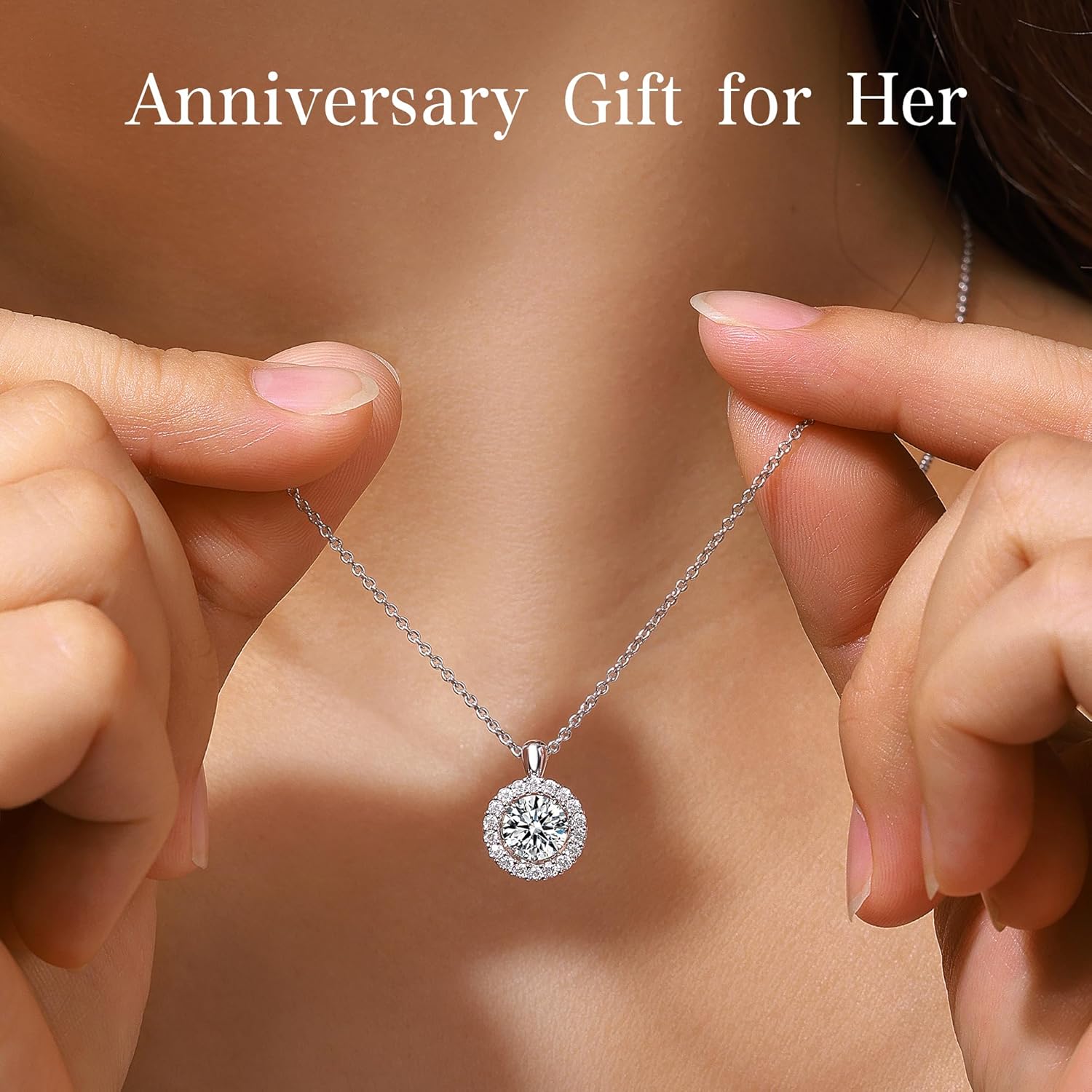 boya Necklace Gift for Women, Gift for Her, 1 Carat Moissanite Pendent for Girls, 925 Sterling Silver Dance Necklace for Anniversary Mother's Day Valentines Gift